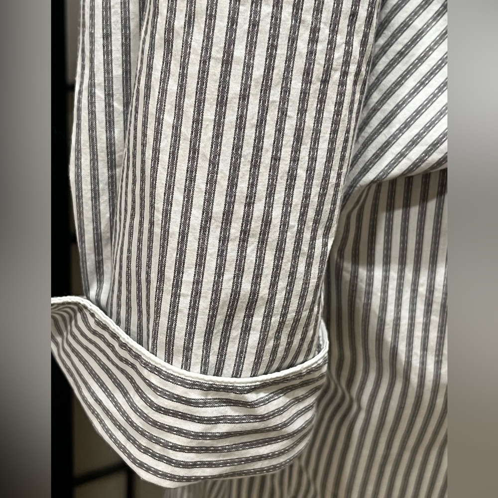 Norma Kamali GRAY Striped TWIST FRONT SHIRT DRESS WOMEN SIZE XL - Picture 9 of 11